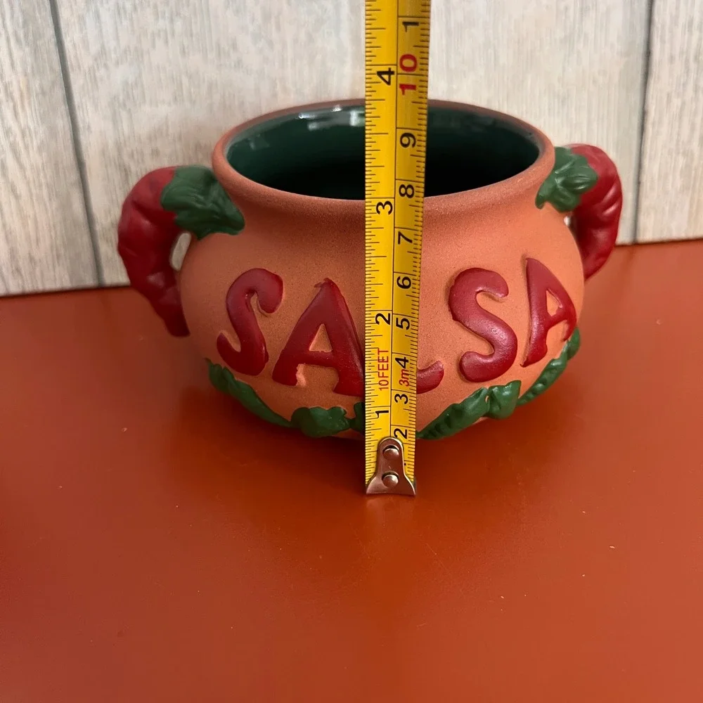 Chili Pepper Terra‎ Cotta Salsa Pot Bowl Southwestern Serving Dish Red Green